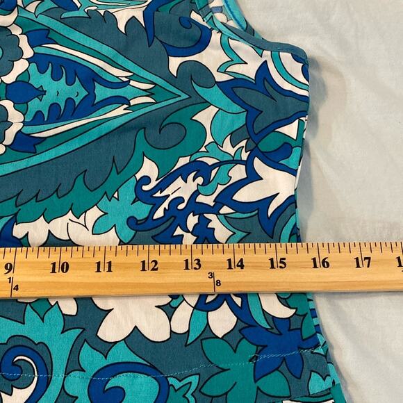 aDressing Woman Blue Aqua Scroll Swirl Keyhole Maxi Dress Size Medium - Picture 5 of 7